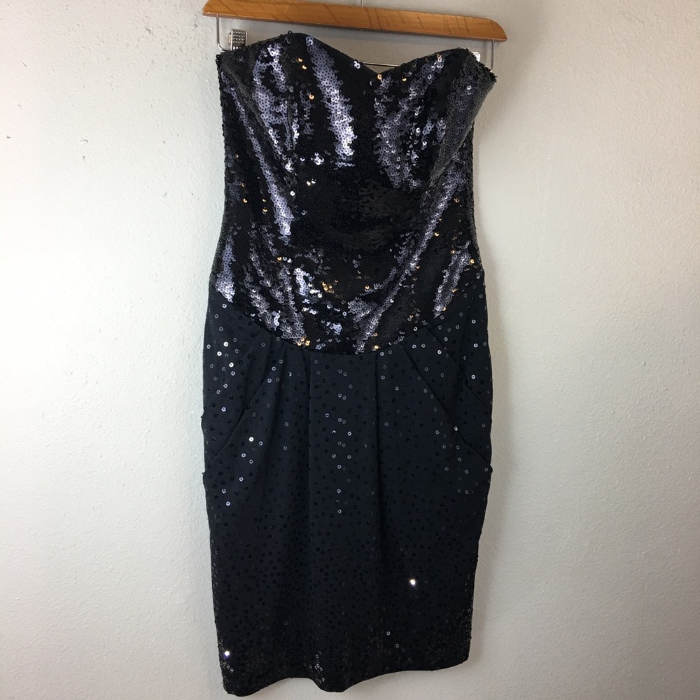 Betsey Johnson Strapless Sequin Cocktail Dress