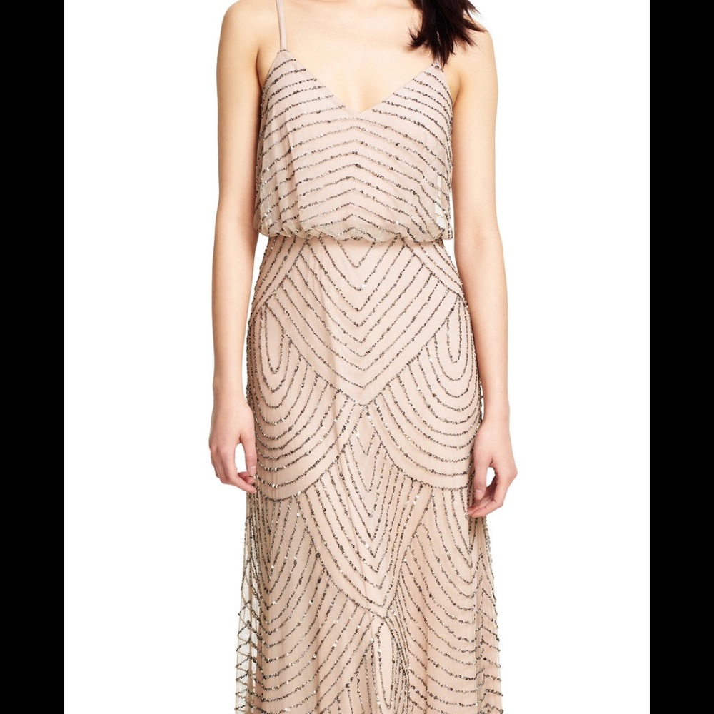 Adrianna Papell Art Deco Beaded Blouson Gown