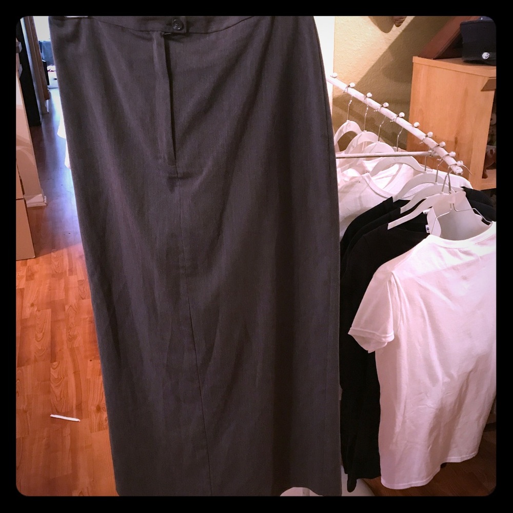 Charcoal long skirt, slit in the back