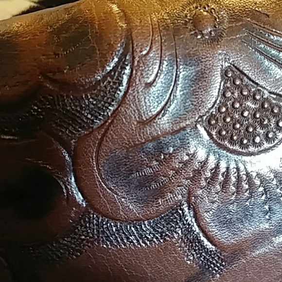 VINTAGE GAITAN HAND TOOLED LEATHER PURSE - Picture 5 of 6