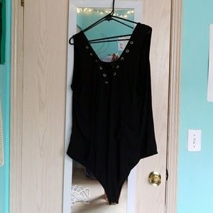 Black lace up body suit