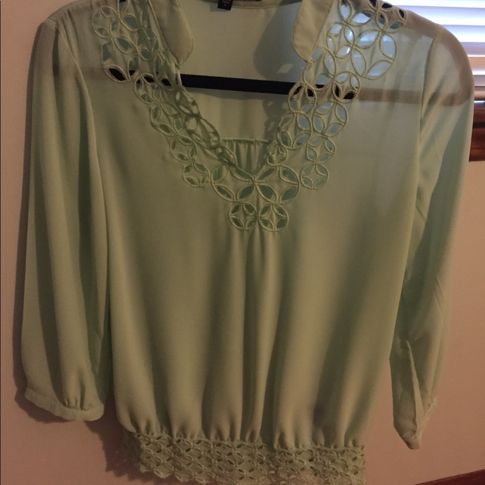 Mint Blouse with Cutouts by Love Stitch Size S