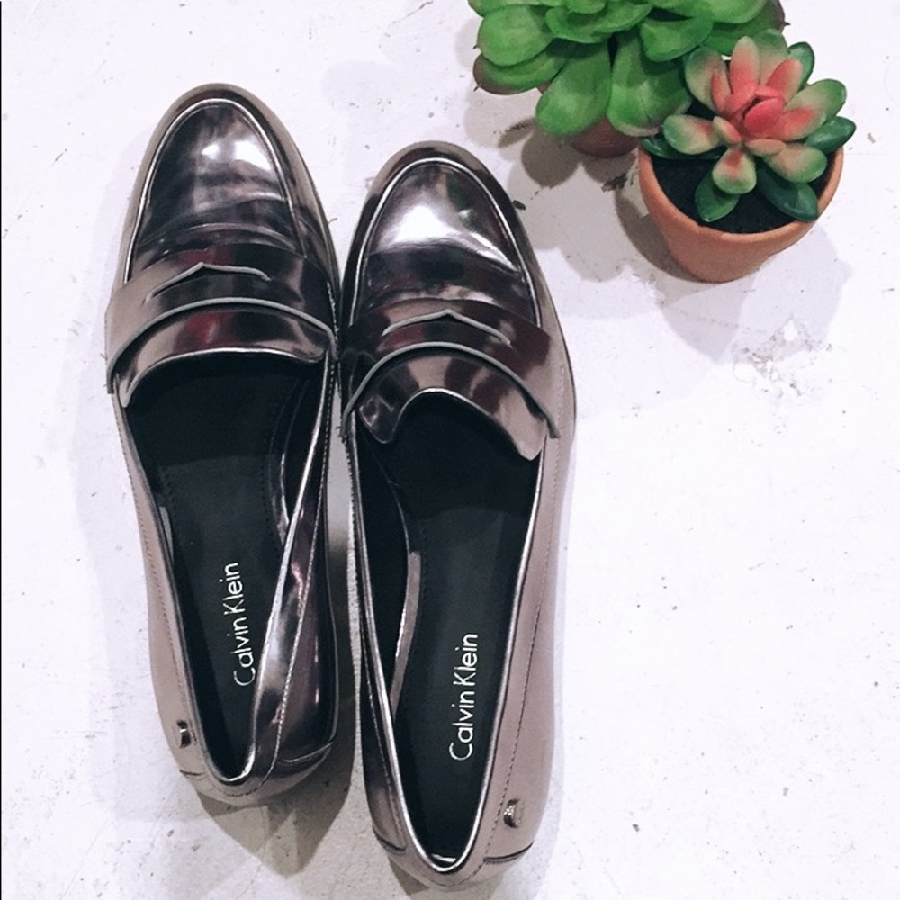 Calvin Klein Metallic Silver loafers
