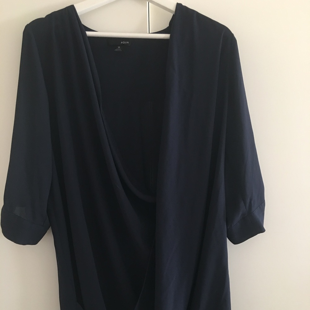 Aqua navy wrap dress