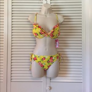 Yellow Floral Bikini Swimsuit