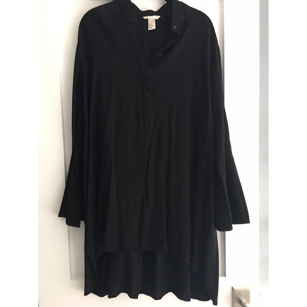 H & M Black Tunic Dress with Belled Sleeves