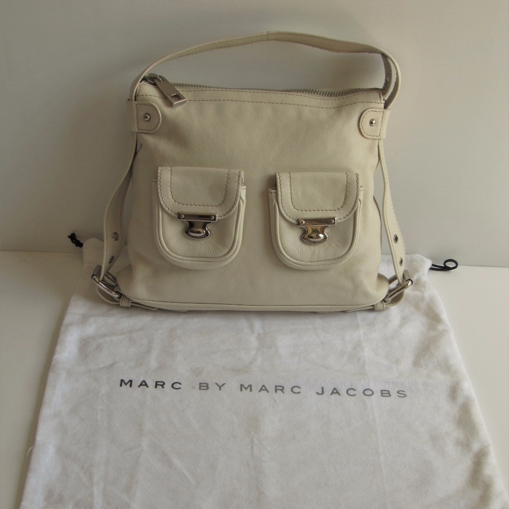 MARC JACOBS Italy New Ivory Leather Medium Hobo