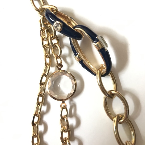 SOLD 🍰Multichain gold, navy, tan & clear necklace - Picture 6 of 8