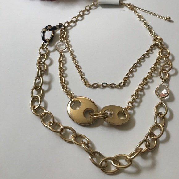 SOLD 🍰Multichain gold, navy, tan & clear necklace - Picture 8 of 8