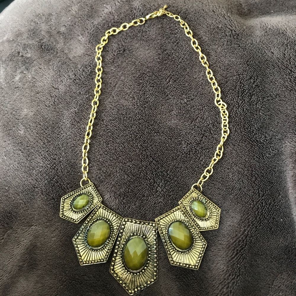 New olive green/rustic gold necklace