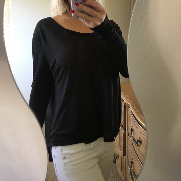 Brandy Melville Tops - ✨Brandy Melville Black Long Sleeve Split Back Top✨