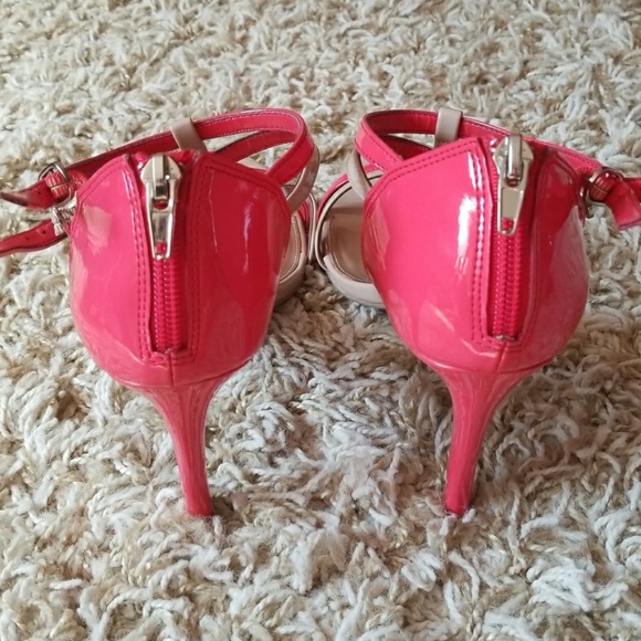 Christian Siriano Coral and Nude Strap Heel - Picture 2 of 4