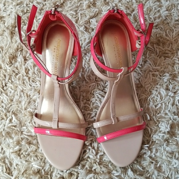 Christian Siriano Coral and Nude Strap Heel - Picture 3 of 4