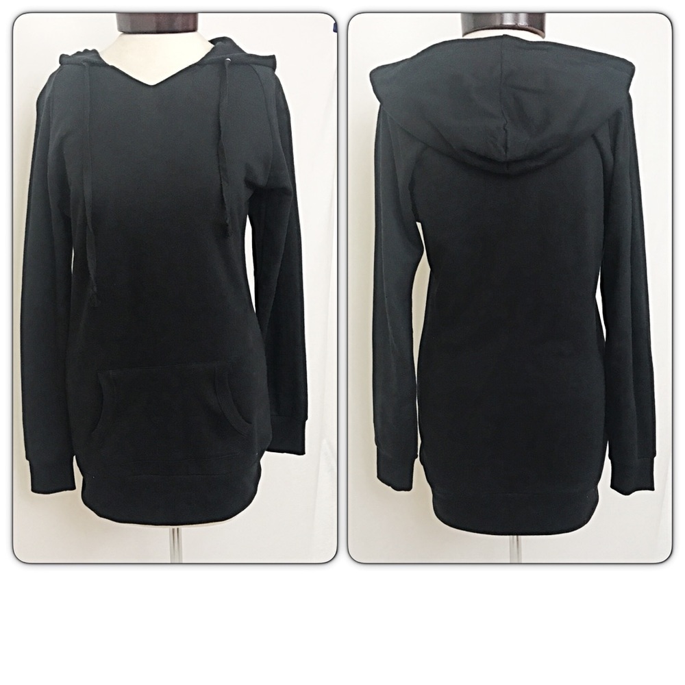 Extra Long Fleece Hoodie With Pockets Small sold - Picture 3 of 4
