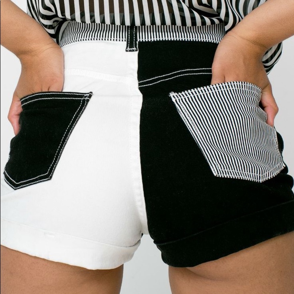 American Apparel Color Block High Waisted Shorts