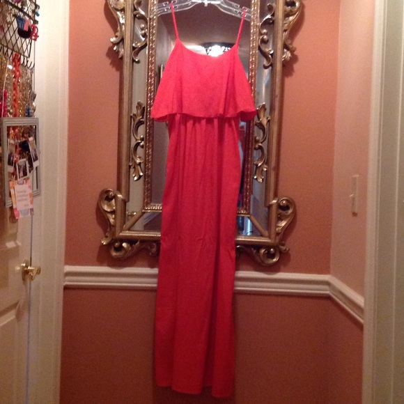 Coral Spaghetti Strap Maxi Dress - Picture 2 of 3