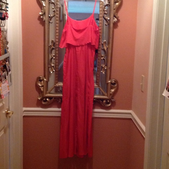 Coral Spaghetti Strap Maxi Dress - Picture 3 of 3