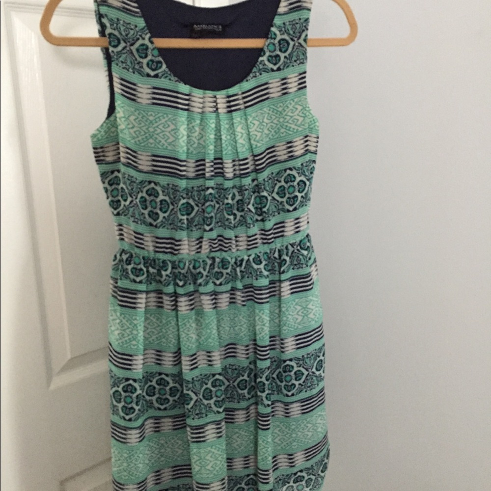 Teal green and navy summer dress