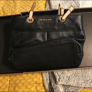 MK black leather purse