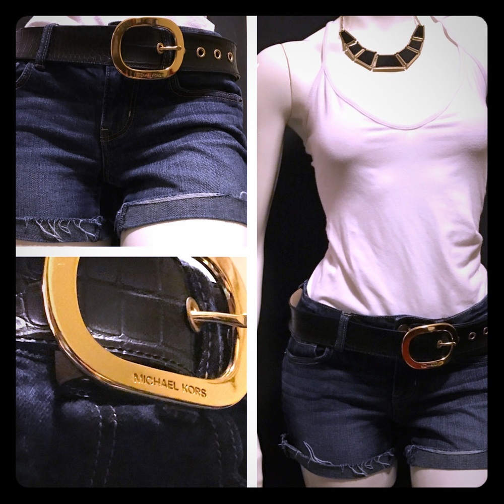 🎉Michael Kors Black Faux Croc Leather Belt XL
