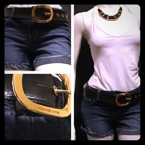 🎉Michael Kors Black Faux Croc Leather Belt XL