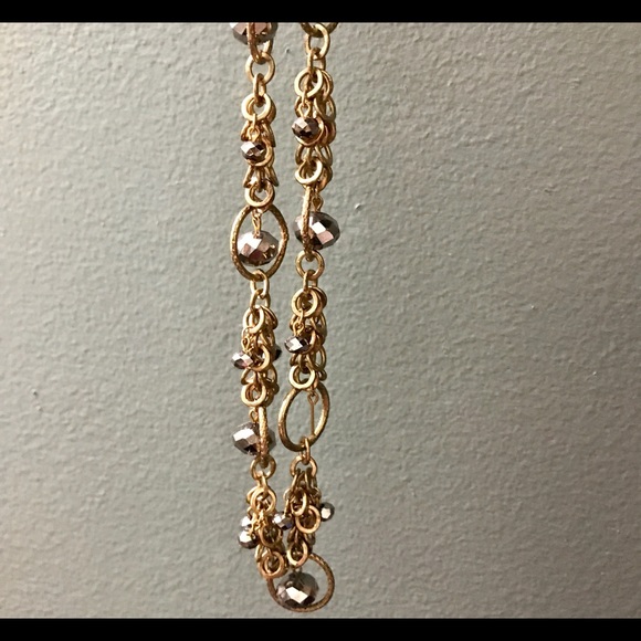 COSTUME ROSE GOLD CHAIN NECKLACE WITH BAUBLES - Picture 2 of 6