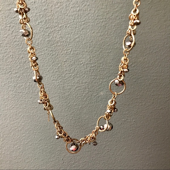 COSTUME ROSE GOLD CHAIN NECKLACE WITH BAUBLES - Picture 5 of 6
