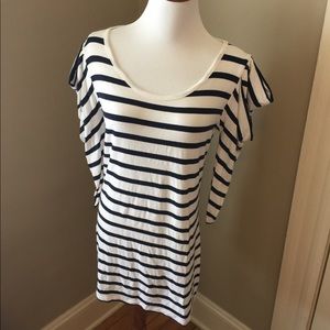 T Bags Puffy Sleeve Mini Dress or Tunic Navy & wht