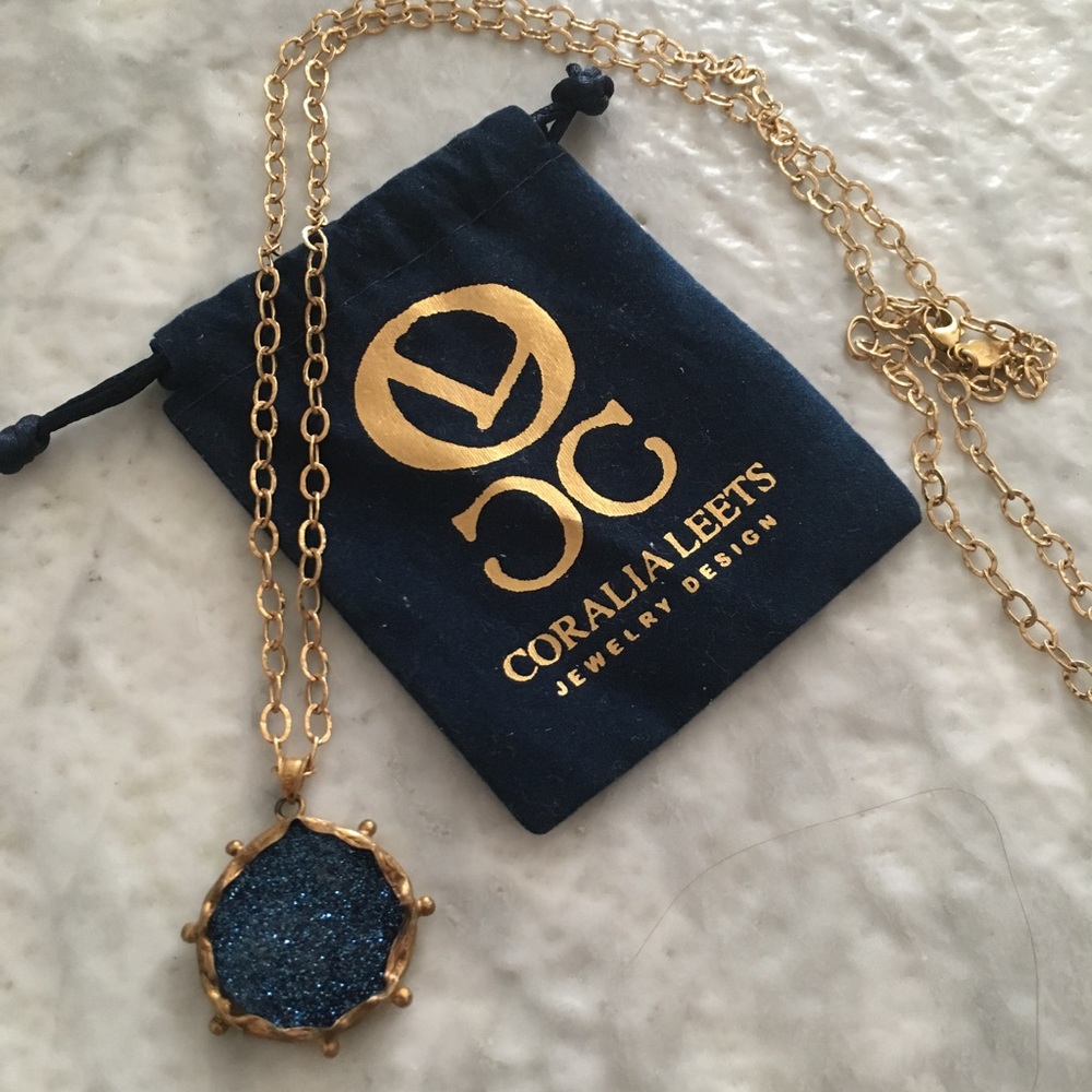 NWOT Coralia Leets Drusy Necklace, Cobalt Blue