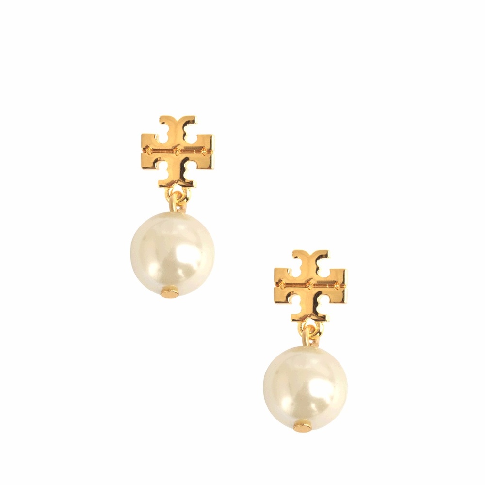 NWT-Tory Burch Pearl Drop Earrings-Gold