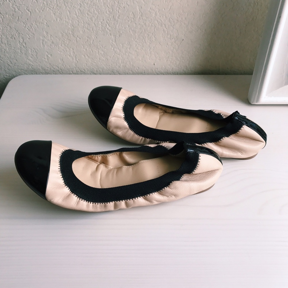 Nude/black J. Crew Flats