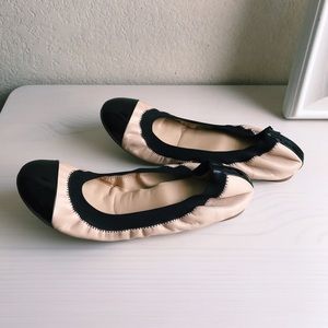 Nude/black J. Crew Flats
