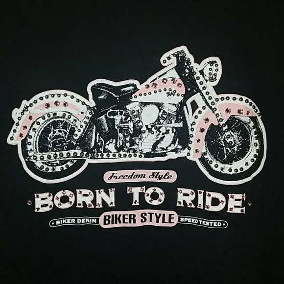 Bejewled black "Harley" t-shirt medium - Picture 2 of 5