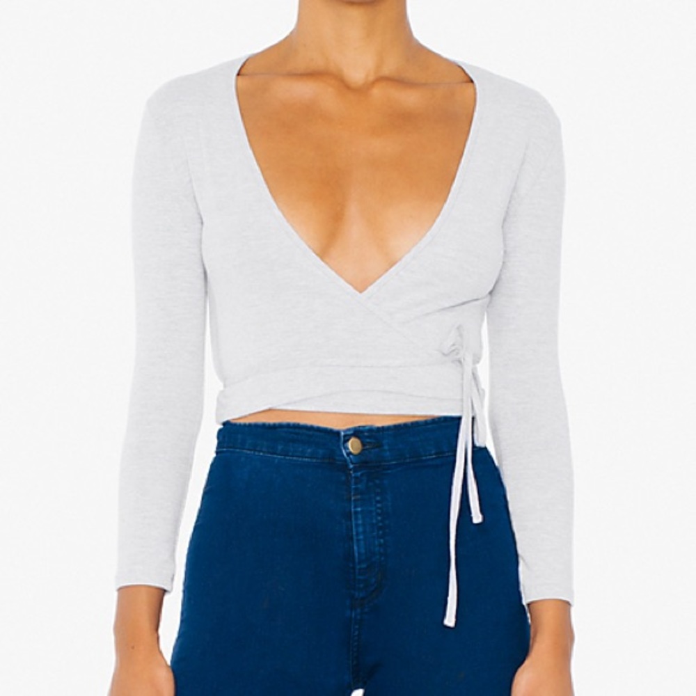 Grey American Apparel Wrap Top