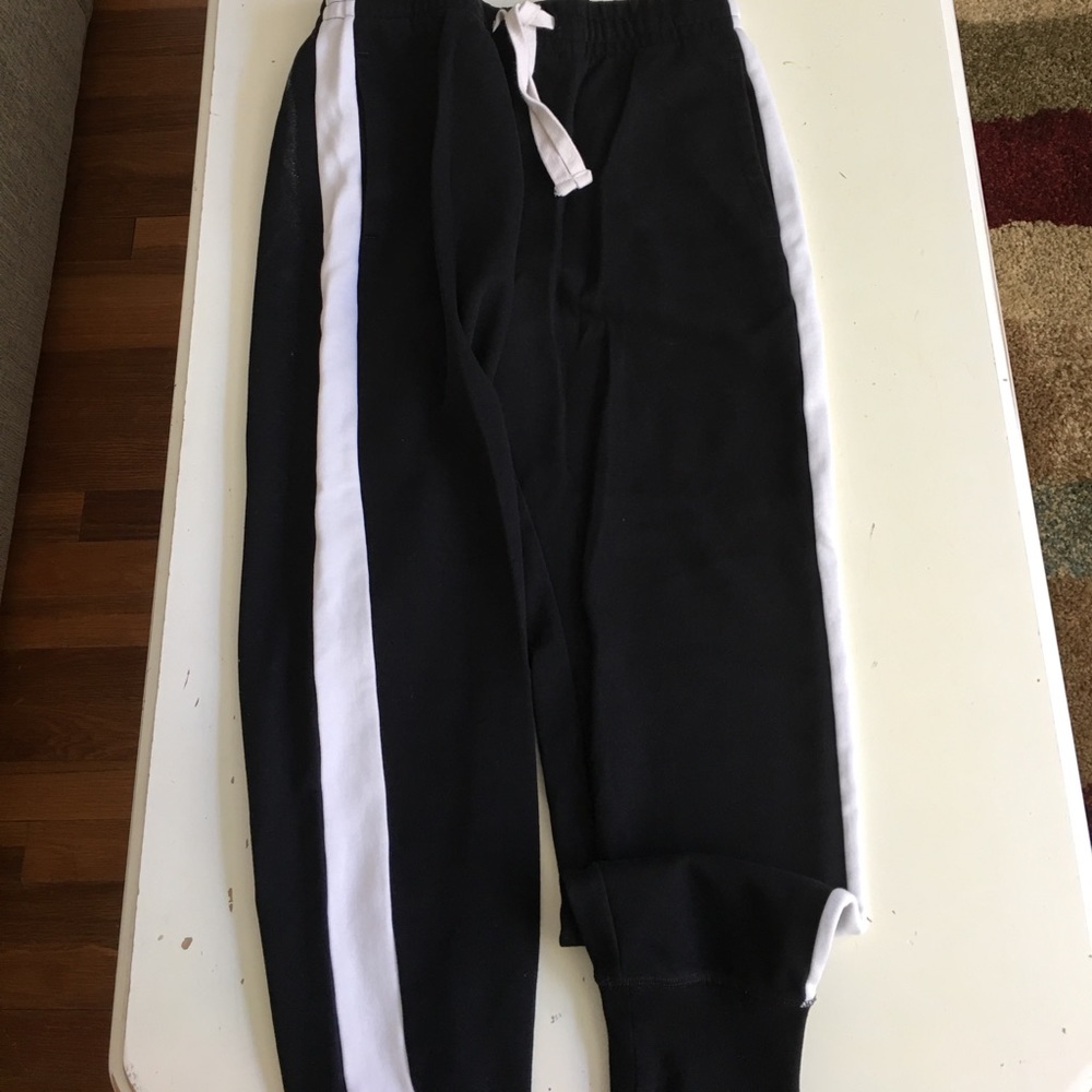Black with white side stripe GAP joggers