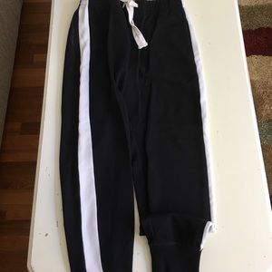 Black with white side stripe GAP joggers