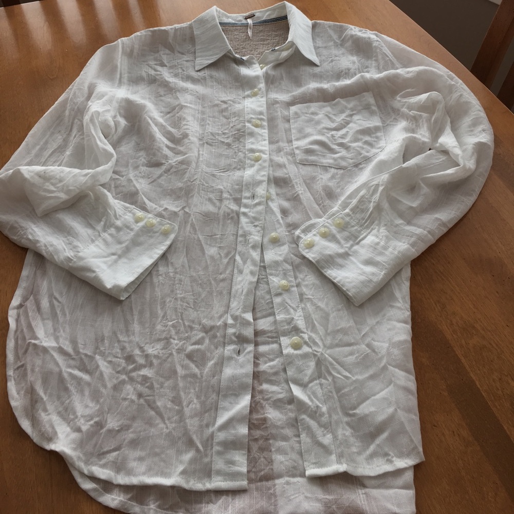 Free People natural wrinkle white blouse