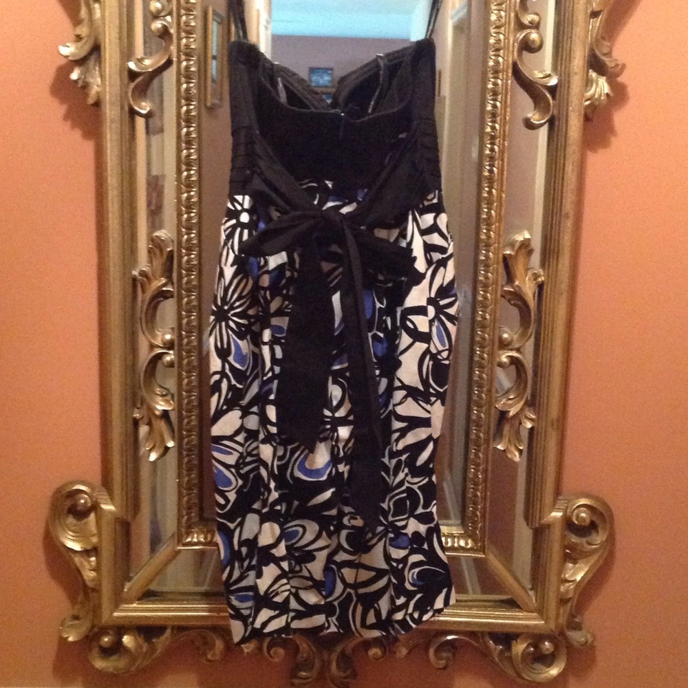Strapless Black, Blue, and White Dress - Picture 3 of 3