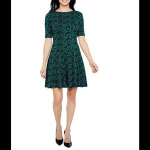 Danny & Nicole Floral Teal Black Dress size 10