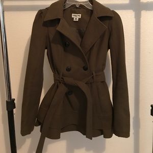 Olive green faux pea coat