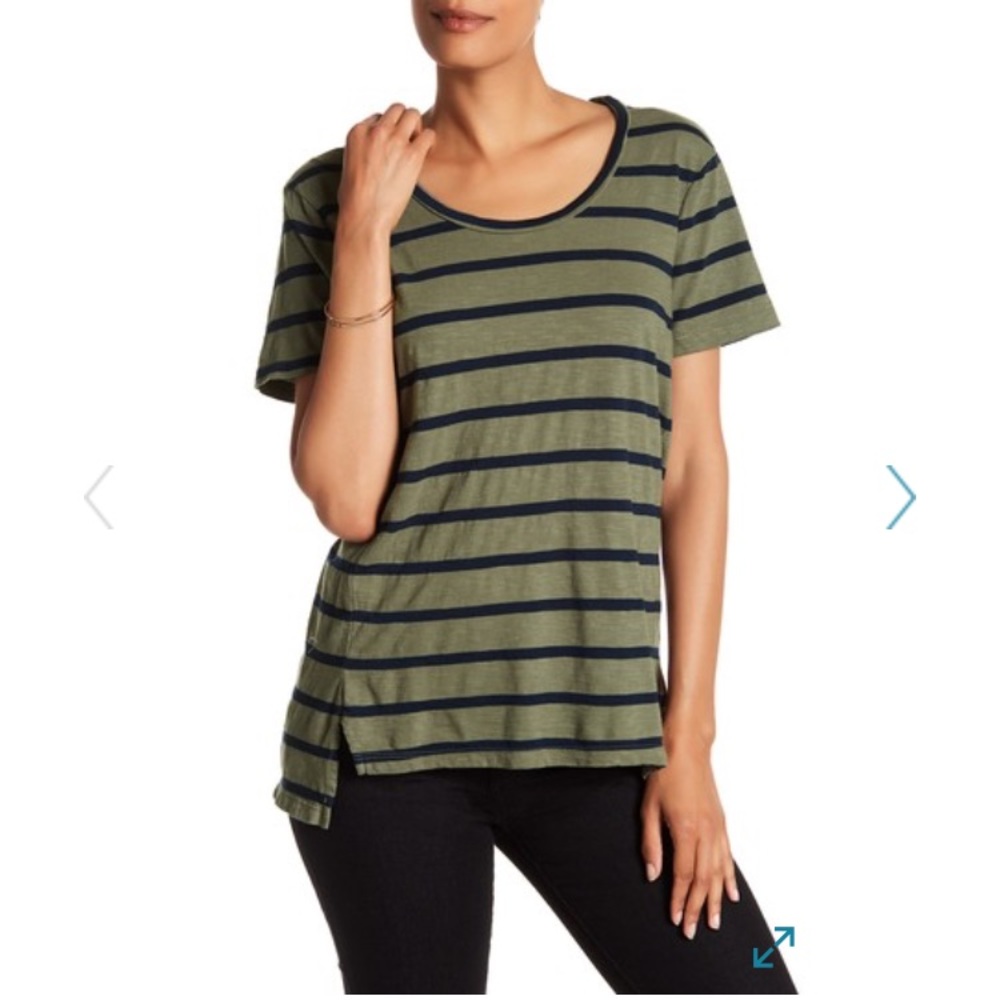 Stateside Scoop Neck Stripped Tee (green)