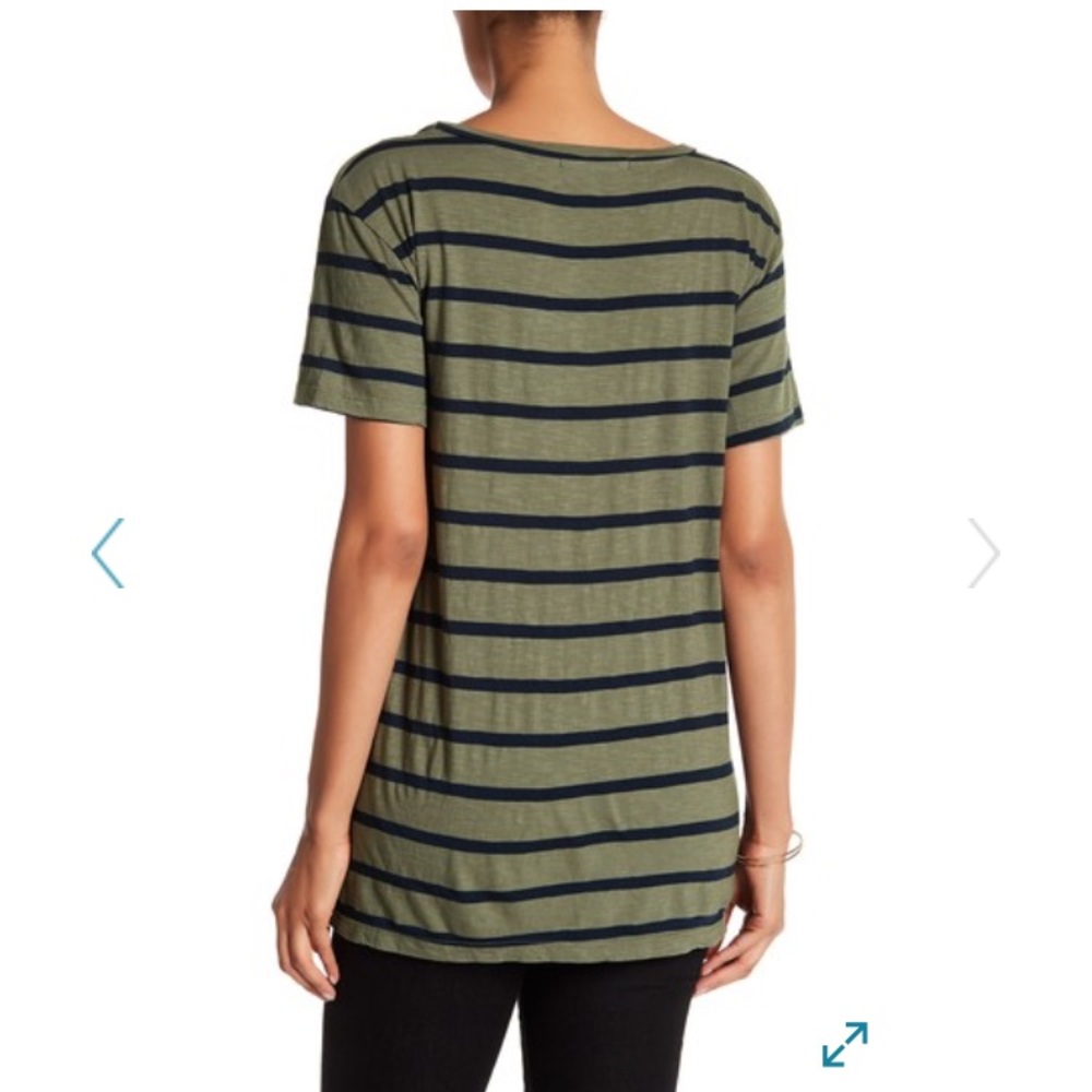 Stateside Scoop Neck Stripped Tee (green) - Picture 2 of 5