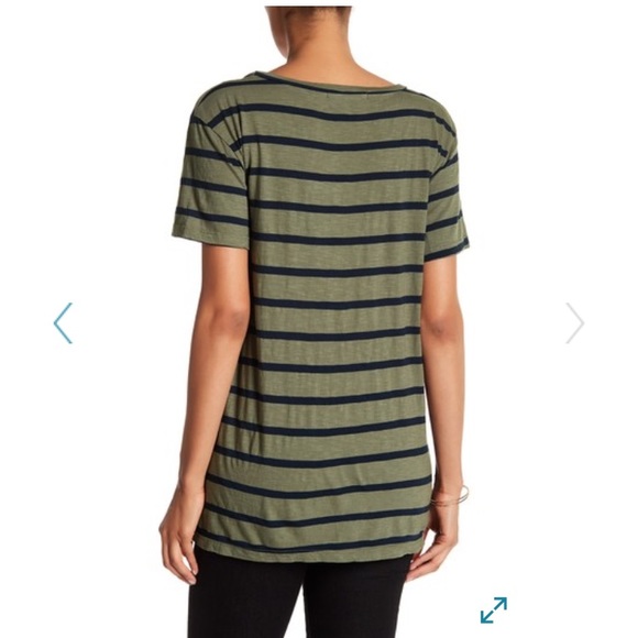 Stateside Scoop Neck Stripped Tee (green) - Picture 2 of 5