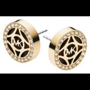 Michael Kors Monogram Gold Pave Studs