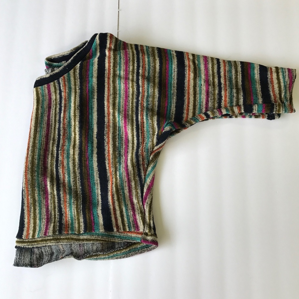 Striped 3/4 Sleeve Crop Top