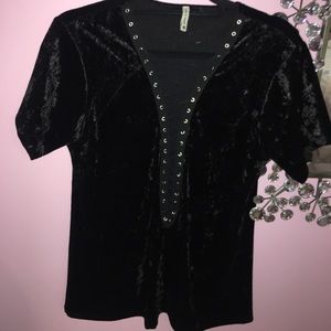 Velour lace up tee