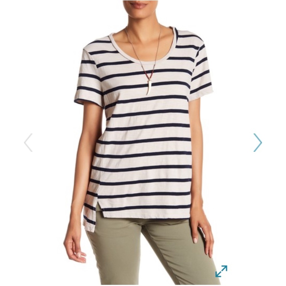 Stateside Scoop Neck Stripped Tee (white)