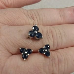 14k white gold sapphite earring and pendant set