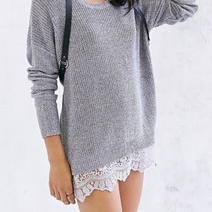 Urban Outfitters grey sweater with lace trim!