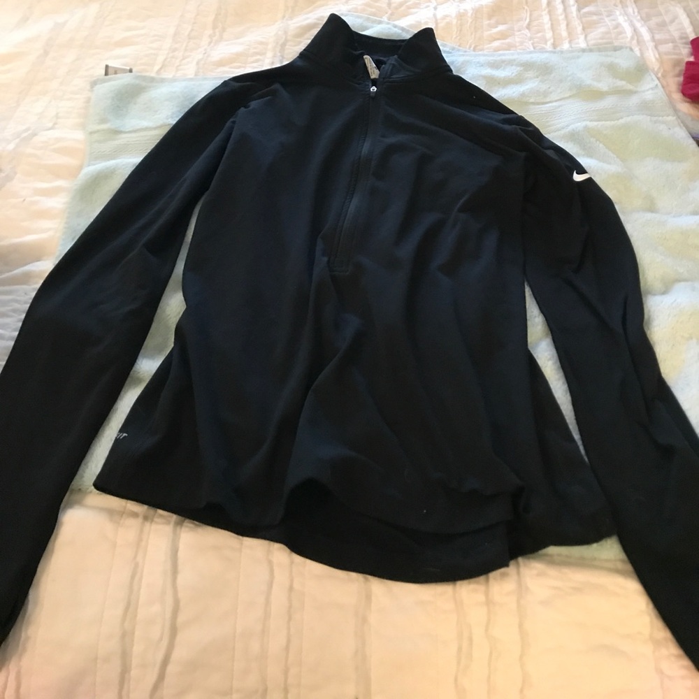 Black nike zip up sweatshirt. Athletic wear
